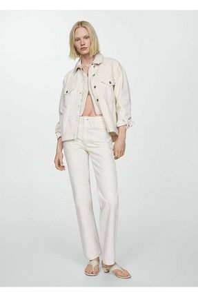 شلوار جین سفید زنانه رگولار MANGO - کد 820218165