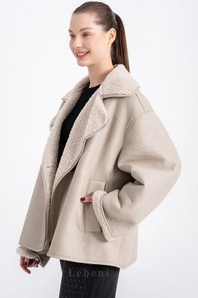 کاپشن بژ زنانه اورسایز Lebeni - کد 888120984