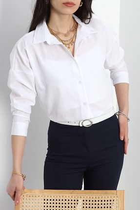 پیراهن سفید زنانه یقه پیراهنی GIRONDA - کد 897386116