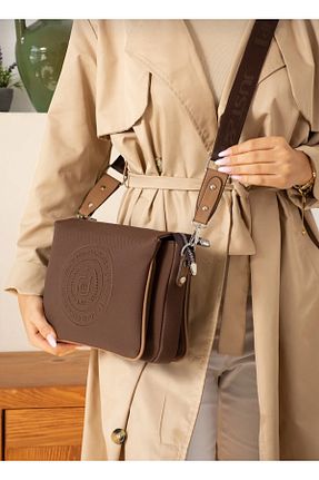 کیف دوشی قهوه ای زنانه چرم مصنوعی Just Polo - کد 897387653