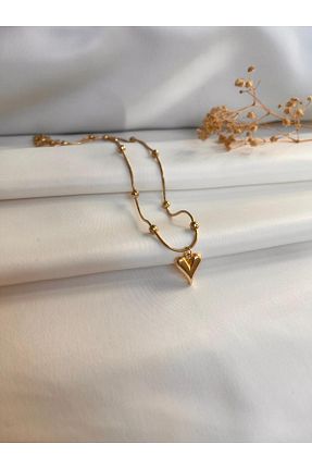 گردنبند استیل ( فولاد ) زرد زنانه استیل (فولاد) VELMORIA - کد 897393898