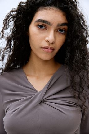 بادی طوسی زنانه یقه هفت H&M - کد 896076242