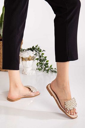 دمپائی بژ زنانه چرم مصنوعی Bilalim Shoes - کد 897423394