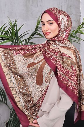 شال زرشکی زنانه پنبه ای nacar çarşı - کد 897424530