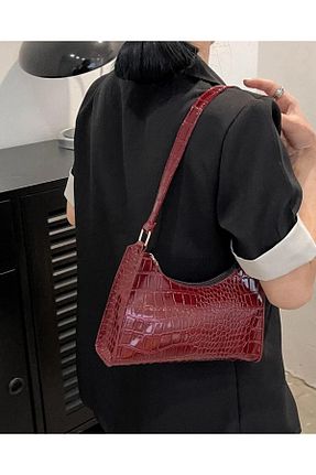 کیف دوشی زرشکی زنانه چرم مصنوعی DEZ STORE - کد 897435155