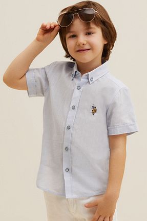 پیراهن آبی بچه گانه یقه پیراهنی U.S. Polo Assn. - کد 835053251