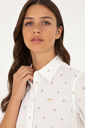 پیراهن سفید زنانه یقه پیراهنی U.S. Polo Assn. - کد 841213670