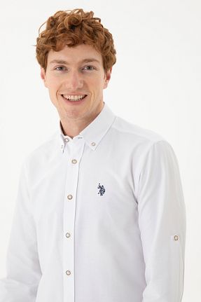 پیراهن سفید مردانه یقه پیراهنی U.S. Polo Assn. - کد 833114196