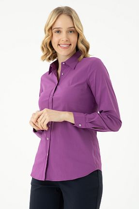 پیراهن بنفش زنانه یقه پیراهنی U.S. Polo Assn. - کد 838632985