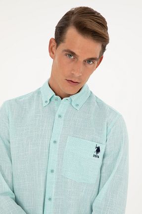 پیراهن فیروزه ای مردانه یقه پیراهنی U.S. Polo Assn. - کد 833126982