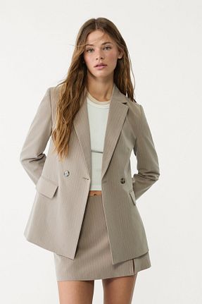 کت بلیزر قهوه ای زنانه پلی استر Stradivarius - کد 897432156