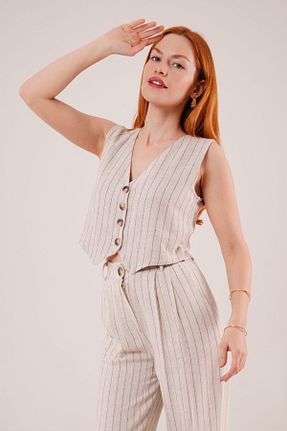 ست بالاتنه و پائین تنه بژ زنانه بافت LOKADI - کد 897418159