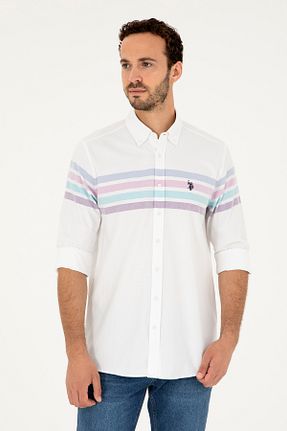 پیراهن سفید مردانه یقه پیراهنی U.S. Polo Assn. - کد 846420410