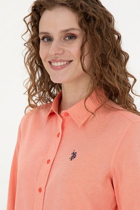 پیراهن نارنجی زنانه یقه پیراهنی U.S. Polo Assn. - کد 832939066