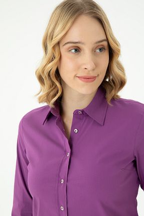 پیراهن بنفش زنانه یقه پیراهنی U.S. Polo Assn. - کد 838632985