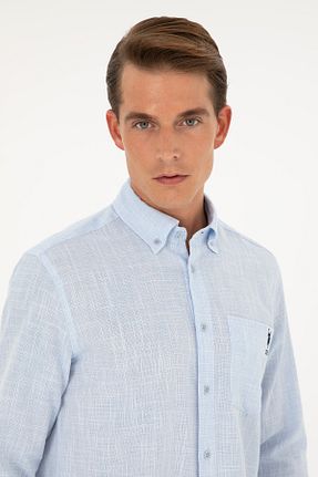 پیراهن آبی مردانه یقه کلاسیک U.S. Polo Assn. - کد 833126402
