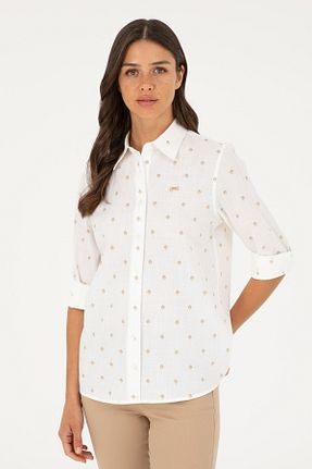 پیراهن سفید زنانه یقه پیراهنی U.S. Polo Assn. - کد 841213670