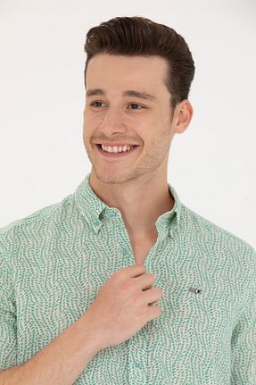 پیراهن سبز مردانه یقه دکمه دار U.S. Polo Assn. - کد 827016989