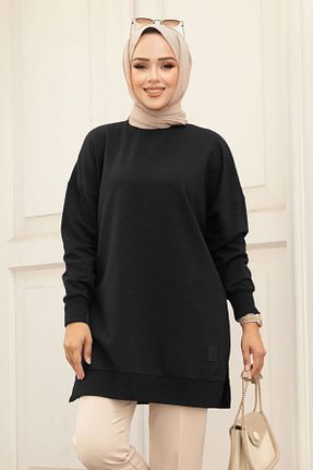 تونیک حجاب مشکی زنانه مخلوط پلی استر Sargınlar - کد 898089607