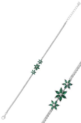 دستبند نقره سبز زنانه 925 عیار Söğütlü Silver - کد 897450873