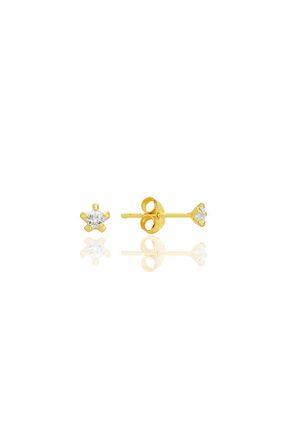 گوشواره نقره طلائی زنانه 925 عیار Söğütlü Silver - کد 897451356