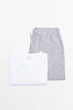 ست لباس راحتی آبی مردانه پنبه ای Massimo Dutti - کد 897447141