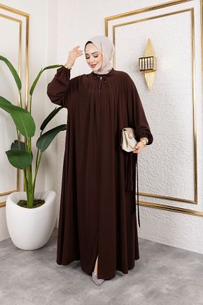 کلاه و ابایا قهوه ای زنانه پنبه پلی استر KADEEM - کد 897462783