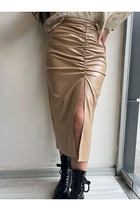 دامن بژ زنانه چرم مصنوعی ROSSA - کد 897475285