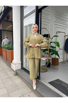 ست بالاتنه و پائین تنه سبز زنانه بافتنی MODA HASEN - کد 897475328