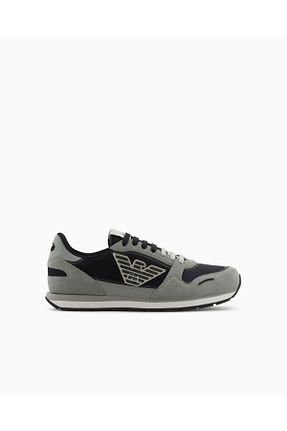 کفش اسنیکر آبی مردانه بند دار Emporio Armani - کد 897493683