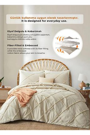 روتختی دونفره بژ پنبه ای Evlen Home Collection - کد 784878734