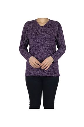 بلوز حجاب بنفش زنانه سایز بزرگ ECE GİYİM - کد 897519144