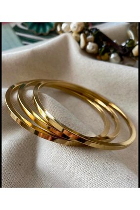 دستبند استیل (فولاد) زرد زنانه استیل ضد زنگ BEKLEMİN TAKILARI - کد 897524065