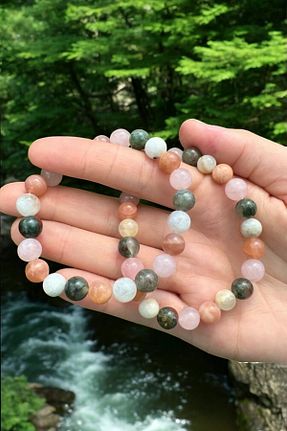 دستبند جواهر رنگی زنانه سنگ طبیعی NBS Beautiful Naturel Stones - کد 897532612