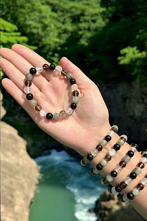 دستبند جواهر رنگی زنانه سنگ طبیعی NBS Beautiful Naturel Stones - کد 897536036