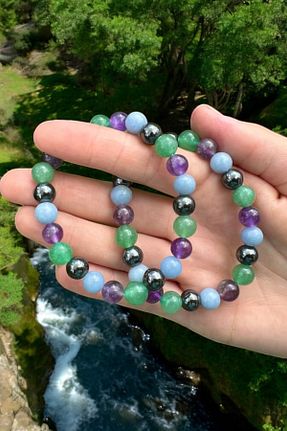دستبند جواهر رنگی زنانه سنگ طبیعی NBS Beautiful Naturel Stones - کد 897548234