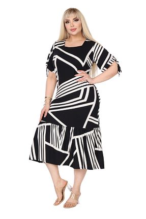 لباس سایز بزرگ مشکی زنانه مخلوط ویسکون MELSAY - کد 897566809