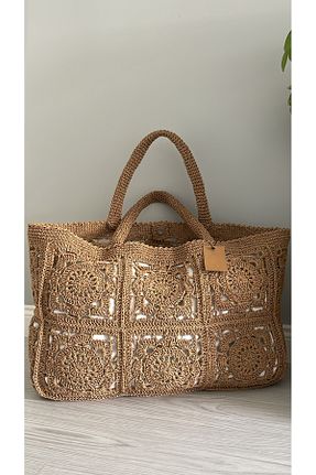 کیف ساحلی خاکی زنانه حصیر WOMANBAG - کد 870836126