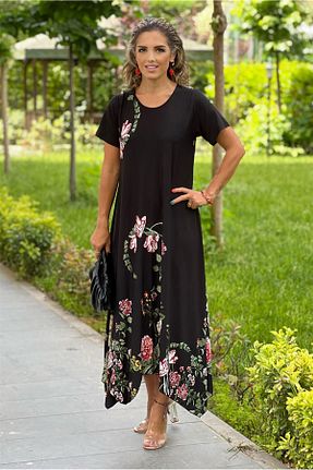 لباس سایز بزرگ مشکی زنانه %100 پنبه Nevin Kaya Moda - کد 132136949