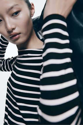 بادی مشکی زنانه یقه قایقی H&M - کد 892307303