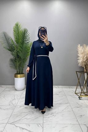 لباس سایز بزرگ سرمه ای زنانه پلی استر Mercan - کد 898099406