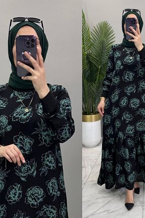 لباس سایز بزرگ سبز زنانه ویسکون Mercan - کد 898212122