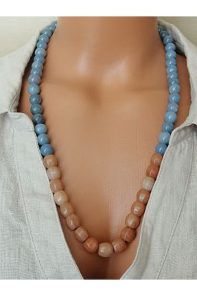 گردنبند جواهر آبی زنانه سنگ طبیعی LemaStone - کد 897635643