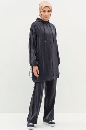 ست بالاتنه و پائین تنه حجاب سرمه ای زنانه رگولار Tuğba - کد 897642338