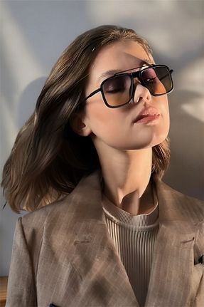 عینک آفتابی قهوه ای زنانه 56 MACERATİ - کد 897636316