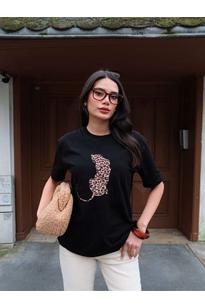 تیشرت مشکی زنانه رگولار ESRAHELVACI - کد 897644963