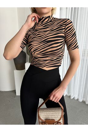 بلوز قهوه ای زنانه پلنگی Look Forward - کد 897647410
