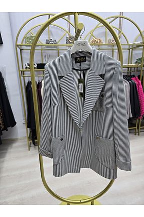 کت بلیزر مشکی زنانه پنبه پلی استر Omka Moda - کد 897653622