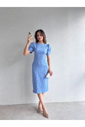 لباس مجلسی و فارغ التحصیلی آبی زنانه کرپ MODA DURAĞI - کد 897653726