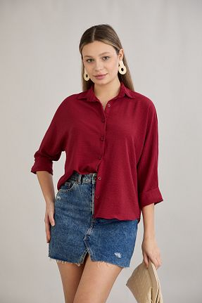 پیراهن زرشکی زنانه Relaxed HOFY - کد 897650714